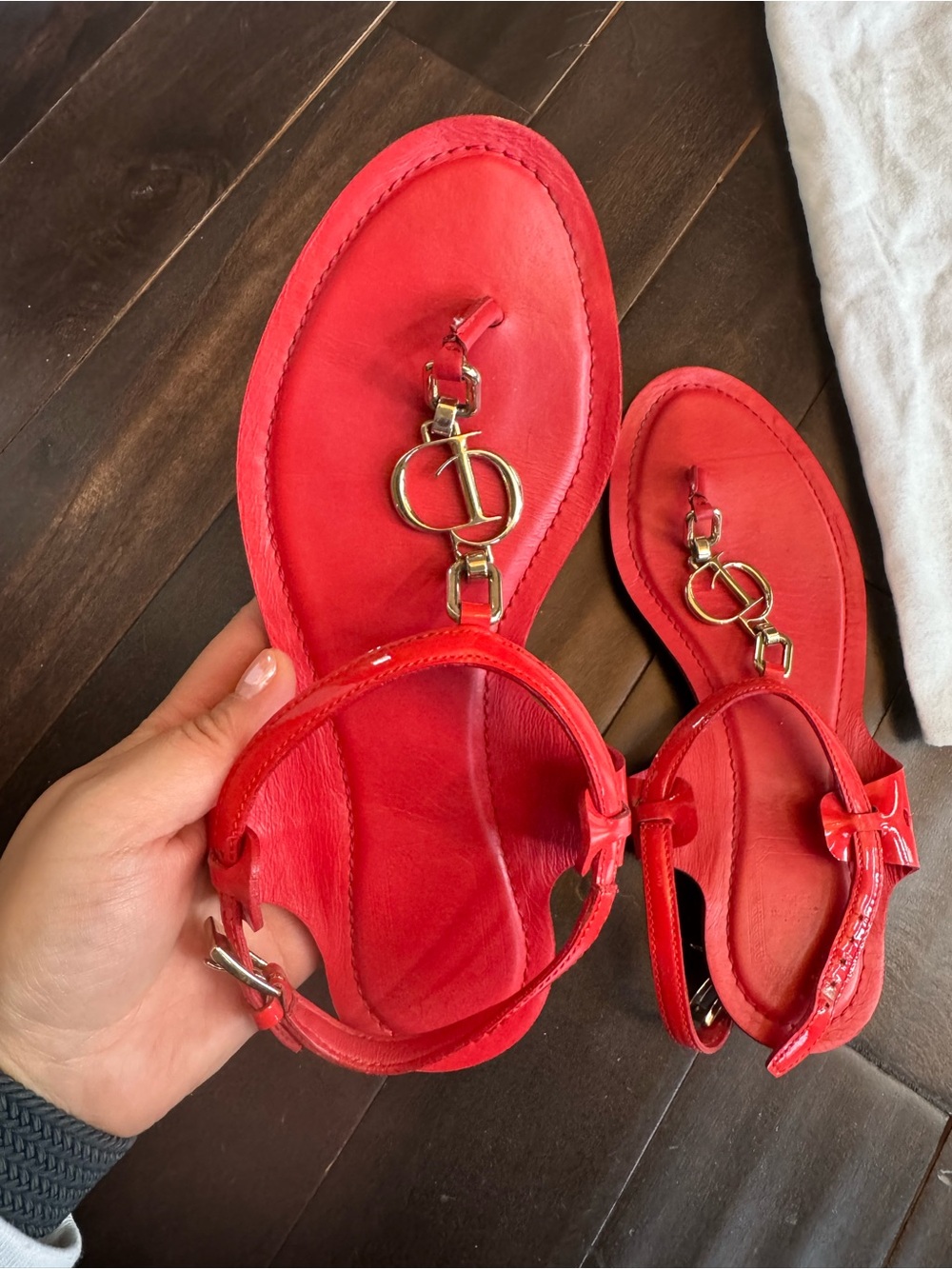 Dior Red Patent Leather Thong Sandals Size 36.5 - Picture 2 of 6